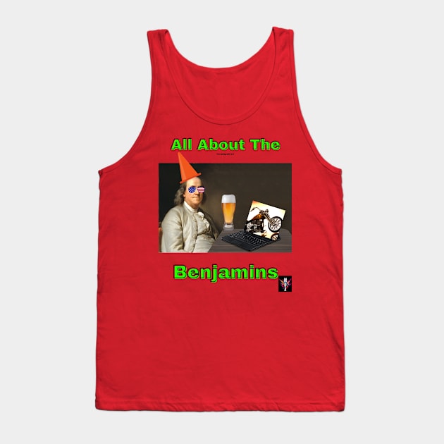 Ben Franklin Pop Art Funny Design Tank Top by Modern Designs And Art